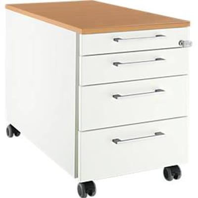 Schäfer Shop  Select Verrijdbaar ladeblok 1233, 4 schuifladen, Hoekgreep wit/blank aluminium/beukenpatroon