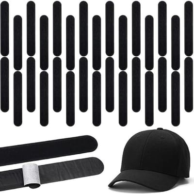 50 stuks UltraZachte Katoenen Zweetpleisters voor Baseballpetten & Golfhoeden - Absorberend, Wegwerpbaar, Verstelbare Pasvorm, Olievrij zwart