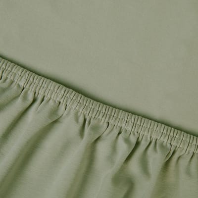 Kayori Edo Hoeslaken Katoensatijn - 90x210-220cm - Matrasdikte 35cm - Rondom Elastiek - Biologisch Katoen - Olijfgroen
