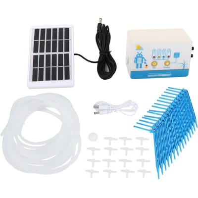 Kit d'arrosage automatique intelligent à goutte-à-goutte solaire pour jardin, minuterie d'eau white