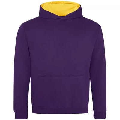 Just Hoods Kids´ Varsity Hoodie JH003K - Purple/Sun Yellow - 9/11 (L)