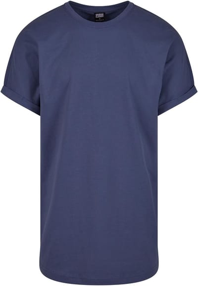 Urban Classics T-shirt - Long Shaped Turnup Tee - S tot 5XL - voor Mannen - blauw