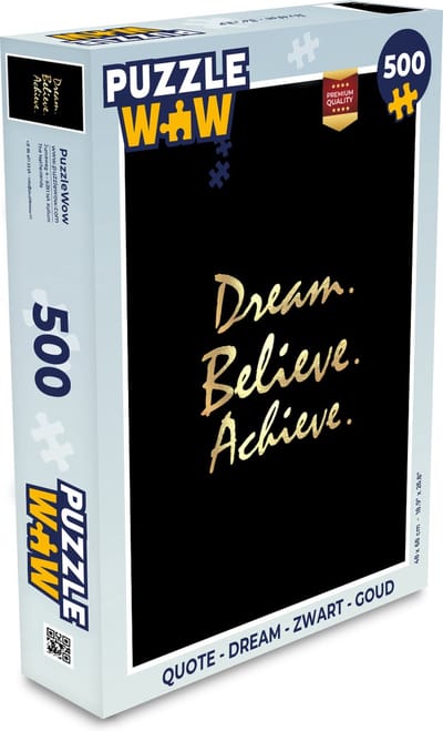 Puzzel Quote - Dream - Zwart - Goud - Legpuzzel - Puzzel 500 stukjes