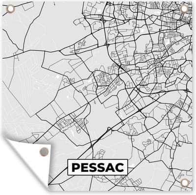 Tuin poster Frankrijk - Pessac - Stadskaart - Plattegrond - Kaart - 200x200 cm - Tuindoek