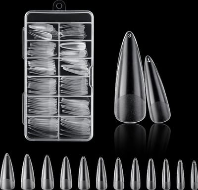 Nifkos 110. - Stiletto Full Cover - Full Frosted - Nageltips - Nepnagels - Plaknagels - 120 stuks 12 maten - Voor Gellak Acrylnagellak en PolyGel nagels