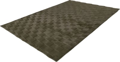 Lalee Soul - 3d Vloerkleed - Tapijt – Karpet - Hoogpolig - Superzacht - nieuwe trend comfy Fluffy - 3d blokjes- rabbit- 80x150 cm donker groen