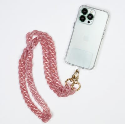 Casemania Universele Telefoonkoord met Kralen - Verstelbare Nek Ketting - Koord voor Telefoon - Roze