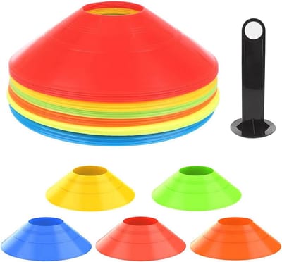 Ronde markeringshoedjes voor voetbal en hockey in 5 kleuren