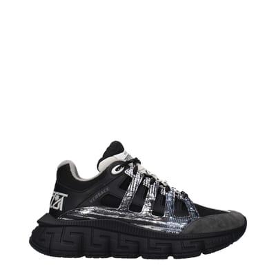 Versace Zwarte Stoffen Sport Sneakers