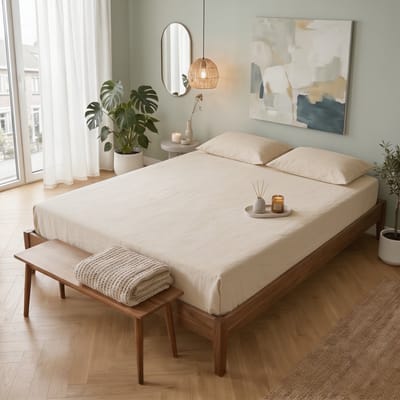 Saphira SOFT Geweven Katoen Hoeslaken – Beige – 90x200 cm – Eenpersoon – 30 cm Matrashoogte – 100% Katoen – 360° Elastiek Rondom – Glad, Ademend & Zacht