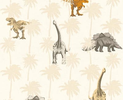 DINOSAURUS BEHANG | Kinderkamer - bruin oranje - A.S. Création Little Stars
