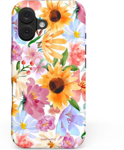 Casetastic hoesje geschikt voor Apple iPhone 16 - MagSafe - Dubbellaagse bescherming - Aquarel fantasie - Fashion Case - Crème Wit Perzik Goud