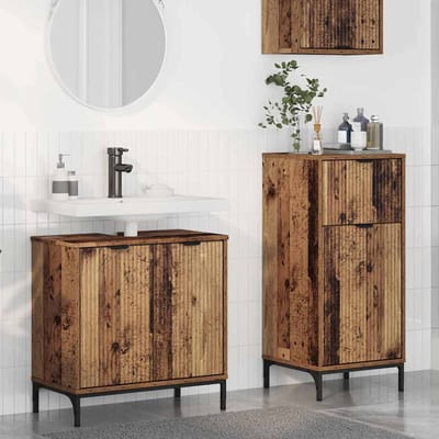 vidaXL - Badkamermeubel - Set - 2 - st - Oud - Hout - Samengesteld - Hout - en - Metaal