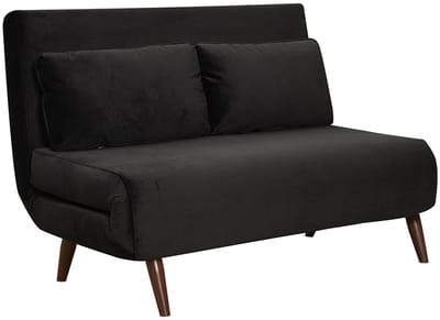 Bronx71® Velvet slaapbank 1,5 persoons Kristian zwart - Logeerbed - Vouwbed - Slaapstoel - Zetelbed