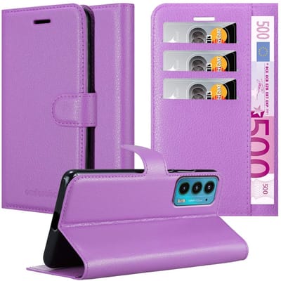 Cadorabo Hoesje geschikt voor Motorola EDGE 20 in MANGAAN PAARS - Beschermhoes met magnetische sluiting, standfunctie en kaartvakje Book Case Cover Etui