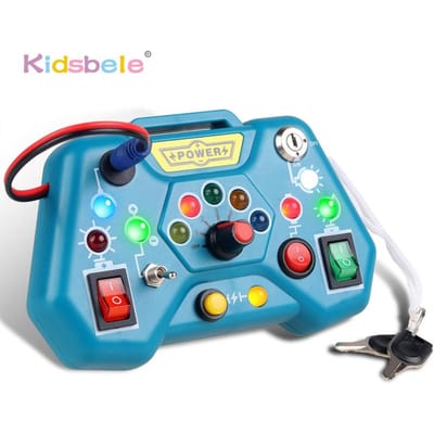 Drukbord Sensorisch Speelgoed Met Lichtschakelaar Bedieningspaneel Montessori Reis Leeractiviteiten Speelgoed Ideaal Cadeau voor Peuters blue