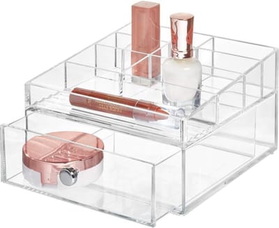 Clarity Stapelbare organizer met 3 schuifladen voor leesbrillen, brillen, zonnebrillen - transparant, 1 stuk
