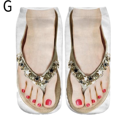1 Paire Chaussettes Tongs Motif Impression 3D Chaussettes Drôles pour Femmes Chaussettes Cheville Tongs Coupe Basse Chaussettes de Sol Bonneterie Cadeaux Nouveauté one-size beige