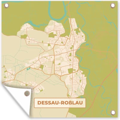Tuin poster Dessau-Roßlau - Plattegrond - Kaart - Vintage - Stadskaart - 200x200 cm - Tuindoek