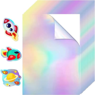 20 vellen A4 holografische folie voor doe-het-zelfprojecten, zelfklevend vinyl stickerpapier, ideaal voor creatief knutselen en foto-decoratie