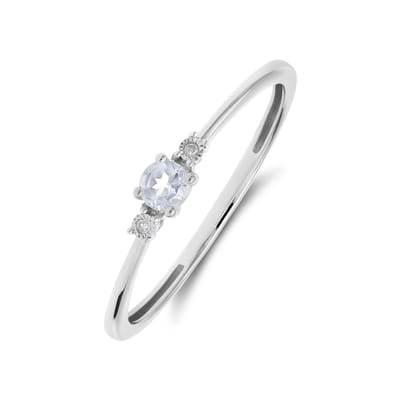 Lucardi Dames 14 Karaat witgouden ring diamant 0,175ct - Ring - 14 Karaat Goud - Zilver - 16 / 50 mm