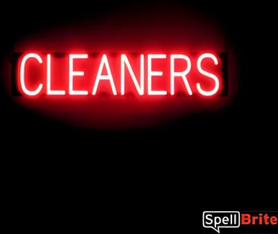 CLEANERS - Lichtreclame Neon LED bord verlicht | SpellBrite | 78 x 16 cm | 6 Dimstanden - 8 Lichtanimaties | Reclamebord neon verlichting