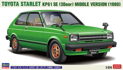 Hasegawa Modelbouwpakket Auto - 20761 Toyota Starlet KP61 SE - 3-Deurs Middle Version 1980 - Japanse auto Plastic - 1:24 - Modelbouw
