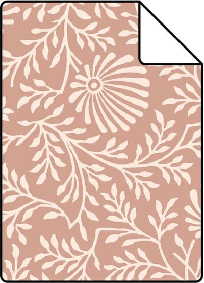 Proefstaal ESTAhome behang vintage bloemen terracotta roze - 26.5 x 21 cm - 131517-S