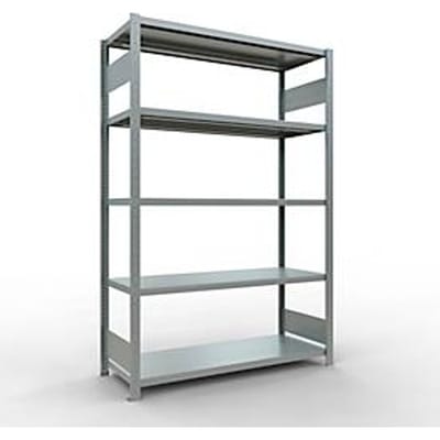 Schulte MULTIplus250 rekken zonder gereedschap, basisrek, 5 legborden, tot 250 kg per legbord, montage zonder gereedschap B 1300 x D 500 x H 2000, zilvergrijs