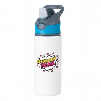 Hacebo® - Beterschap mama waterfles met rietje blauw - Beterschap - je moeder - beterschap cadeau - kado - moeder - water fles - 650ML