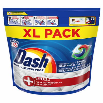Dash Wasmiddelcapsules 4in1 Pods +Extra Vlekkenverwijderaar - 3 x 35 stuks - Voordeelverpakking
