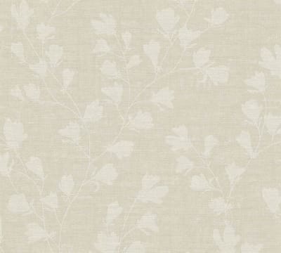 Bloemen behang Profhome 387474-GU vliesbehang hardvinyl warmdruk in reliëf licht gestructureerd met bloemmotief mat beige grijs taupe 5,33 m2