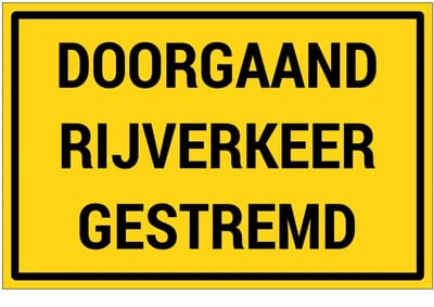 Doorgaand rijverkeer gestremd bord | gecoat dibond materiaal | 60 x 40 cm
