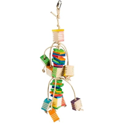 Duvoplus - Speelgoed Voor Dieren - Vogel - Groovy Houten Cluster Met Papiertouw 15x15x53cm Meerkleurig - 1st