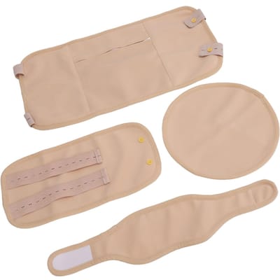4 stuks Castorolie Pakking Wrap Set voor Taille Nek Borst Been Lever Detox Verstelbare Knop Herbruikbaar Zacht beige