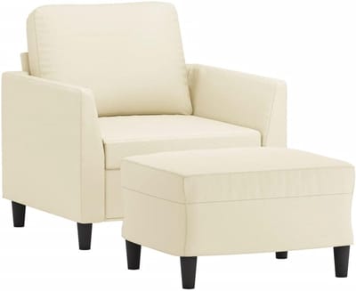 Fauteuil met voetenbank - Comfortabele stoel - Ontspannen Zitten - Inclusief bijpassende voetenbank - 2095 Kilogram - Crèmekleurig