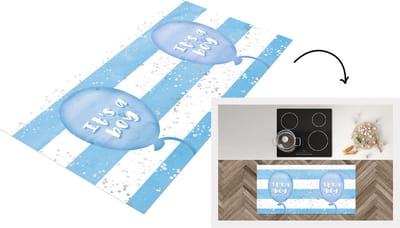 Keukenloper - Loper keuken - Jongen - Gender reveal - Ballon - It's a boy - Jongetje - Spreuken - 120x60 cm - Keukenloper vinyl