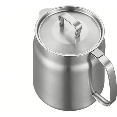 Récipient à Graisse Acier Inoxydable 304 1.5L Garde-Huile de Cuisine Boîte de Stockage pour Graisse de Bacon avec Passoire Fine et Couvercle