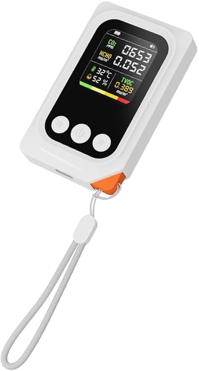 Luchtkwaliteitsmonitor - CO2-meter - Binnenlucht Controleren - 5-in-1 Detectie - 55 x 90 x 22 mm - Wit