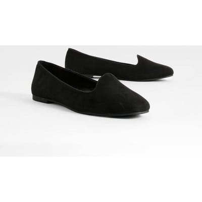 boohoo Dames Faux Suede Basic Slipper Ballerina's | Black | Maat: 3