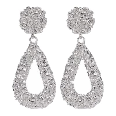 Fako Bijoux® - Druppel Oorbellen - Oorhangers - Metal Drop-ish - Sparkle - 25x58mm - Zilverkleurig