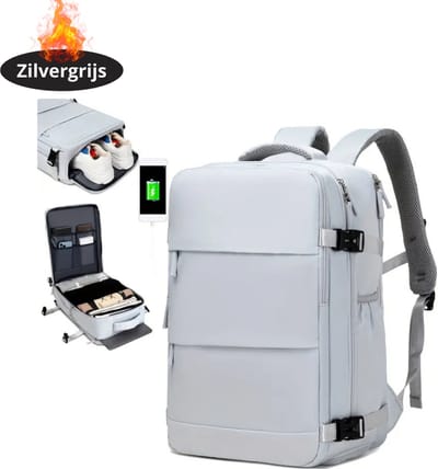 Livano Rugzak - Dames - Heren - Meisje - Jongens - Backpack - Schooltas - Laptoptas - Lichtgrijs