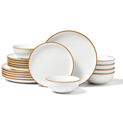 VEVOR Serviesset voor 6 personen (18-delig) Ronde borden en kommen, Keramisch servies, Vaatwasser- en magnetronbestendig, voor dessert, salade, soep, pasta, wit