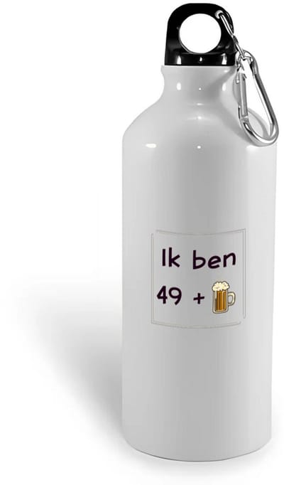Hacebo® - ik ben 49 + 1 waterfles - 49+1 - mensen die 50 zijn geworden - 50 jaar Sarah en Abraham cadeau - Jubileum man en vrouw - Verjaardags - Grappige tekst - Jarig - Verjaardag - water fles - 400ML