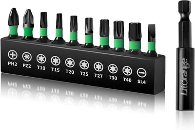 Dailygoods- Magnetische Bits Set van 10 - Hoogwaardig S2-Staal - Fosfaatzwart - Zeskantschacht 1/4" - Schroevendraaier Bitset - Corrosiebestendig - Schroevendraaierbits