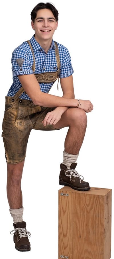 Oktoberfest Lederhose Urban Retro Faux Leather Kort - Antik Bruin - Maat 46