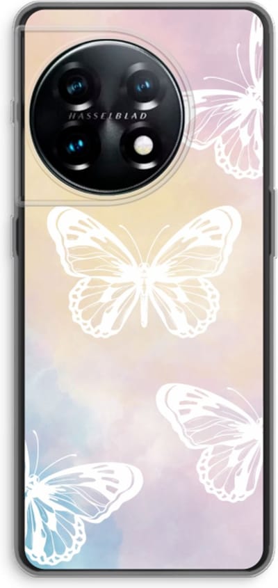 Case Company® - Hoesje geschikt voor OnePlus 11 hoesje - White butterfly - Soft Cover Telefoonhoesje - Bescherming aan alle Kanten en Schermrand