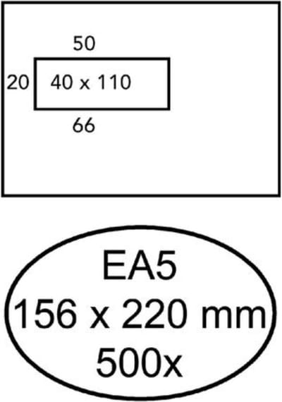 Envelop Antalis EA5 156x220mm 90gram Doos 500 stuks Venster Links Stripseal Naturel FSC C010533