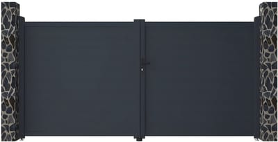Vente-unique Draaipoort van aluminium antraciet - L355 x H180 cm - NAZARIO
