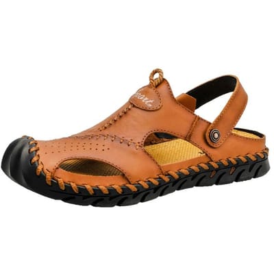 Zomer Heren Sandalen Leer Heren Slippers Mode Sandalen Luxe Zachte Outdoor Slippers Man Strand Schoenen Grote Maten 38 -48 44 bruin
